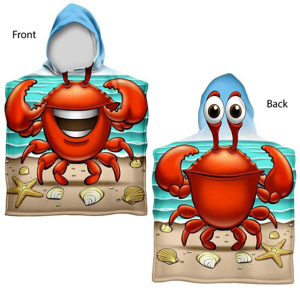 Kids Crabbie Cotton Hooded Poncho Bath/Beach Towel