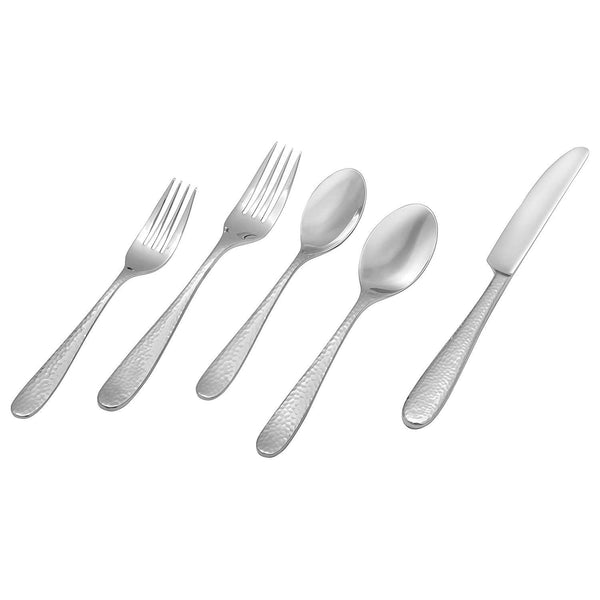 Stone & Beam Traditional Stainless Steel Flatware Silverware Set, Service for 8, 45-Piece, Silver with Square Brushed Trim