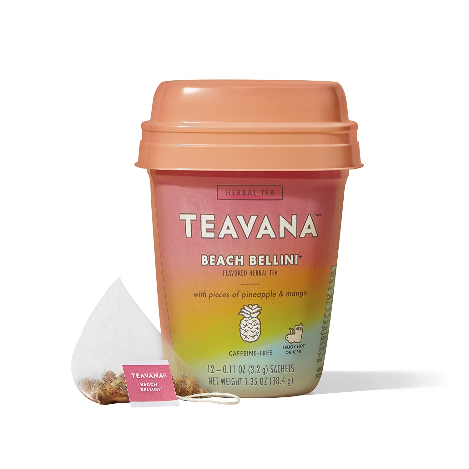 Teavana Beach Bellini, Herbal Tea With Pieces of Pineapple and Mango, 48 Count (4 packs of 12 sachets)