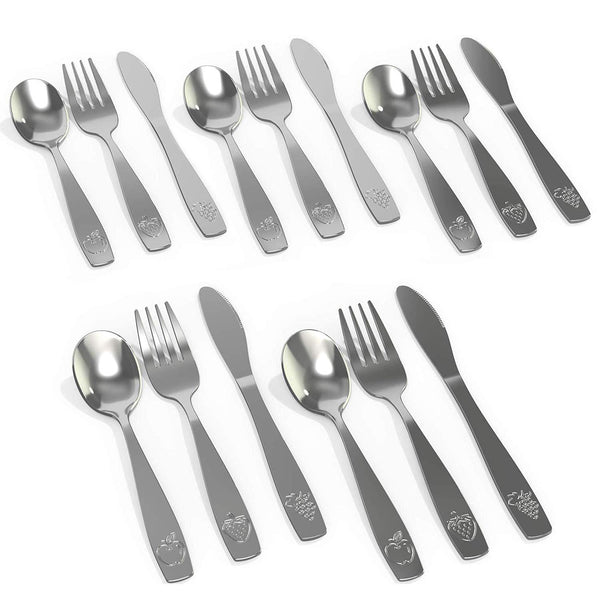 15 Piece Stainless Steel Kids Silverware Set | Child and Toddler Safe Flatware | Kids Utensil Set |