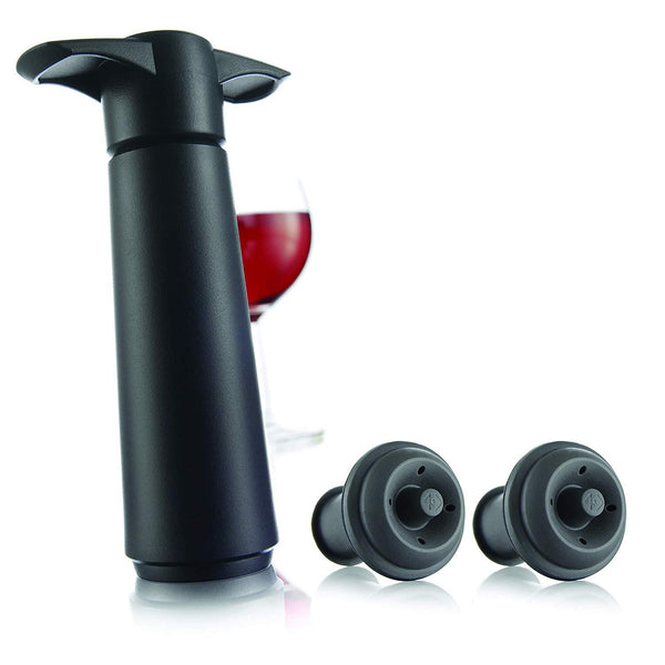 The Original Vacu Vin Wine Saver with 2 Vacuum Stoppers – Black