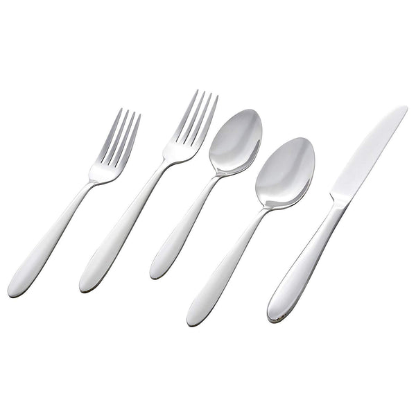 Stone & Beam Traditional Stainless Steel Flatware Silverware Set, Service for 8, 45-Piece, Silver with Square Brushed Trim