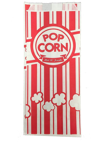 Carnival King Paper Popcorn Bags, 1 oz, Red & White, 100 Pieces