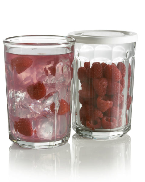 Arc International Luminarc Working Glass Storage Jar/Cooler with White Lid, 21-Ounce, Set of 4