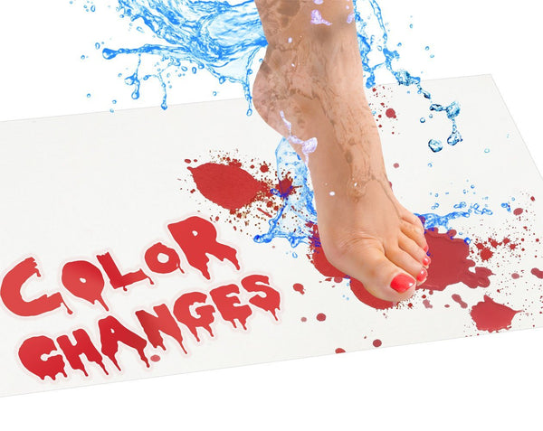 Bloody Bath Mat – Color Changing Sheet Turns Red When Wet – Make Your Own Bleeding Footprints That Disappear White – Sheet, for Shower/Bathroom – Regular Size 16x39in (420x1000mm)