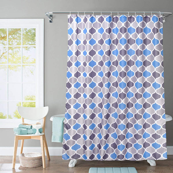 JRing Shower Curtain Polyester Fabric Waterproof Machine Washable with 12 Hooks 72x72 Inch