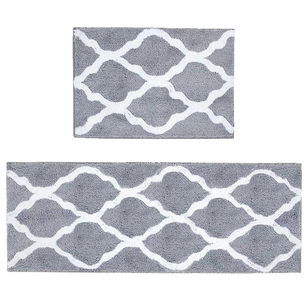 Pauwer Microfiber Bathroom Rugs Geometric, Non Slip Bath Rugs Floor Mat Machine Washable (18"x26", Grey)