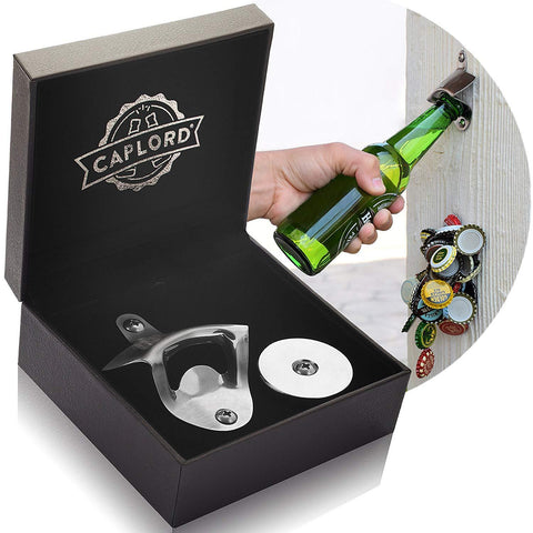 Bottle Opener Wall Mounted with Magnetic Cap Catcher Stainless Steel, Unique Fathers Day Gifts for Dad Beer Lovers, Cool Housewarming Gifts Funny for Men, Birthday Gifts for Man, Novelty Bday Presents