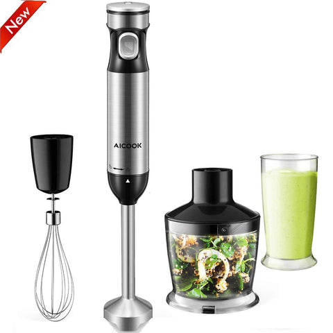 AICOOK Immersion Blender 4 in 1 Hand Blender with Stepless Speed Control Heavy Duty Copper Motor - LB2109