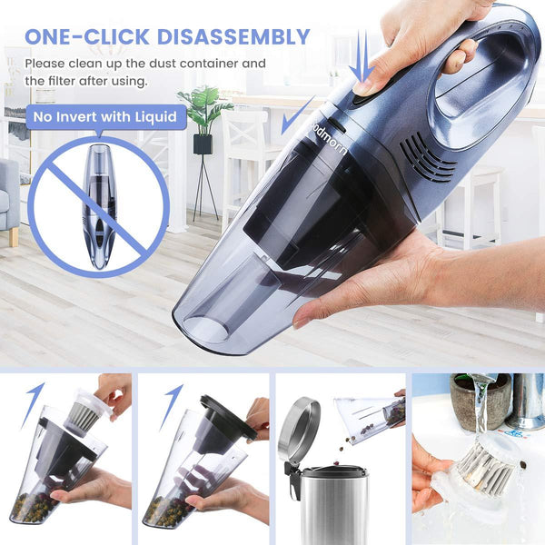 Handheld Vacuum, Godmorn 6KPA Cordless Vacuum Cleaner Rechargeable Hand Vac