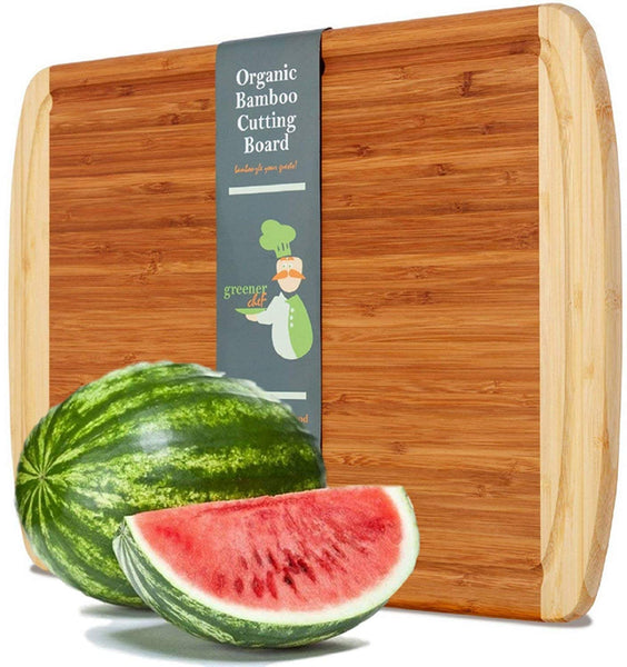 Greener Chef Extra Large Organic Bamboo Cutting Board for Kitchen - Lifetime Replacement Boards - 18 x 12.5 Inches - Best Wood Butcher Block and Wooden Carving Board for Meat and Chopping Vegetables