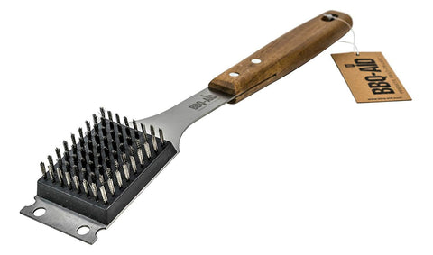 Barbecue Grill Brush and Scraper – Extended, Large Wooden Handle and Stainless Steel Bristles – No Scratch Cleaning for Any Grill: Char Broil & Ceramic – BBQ-Aid