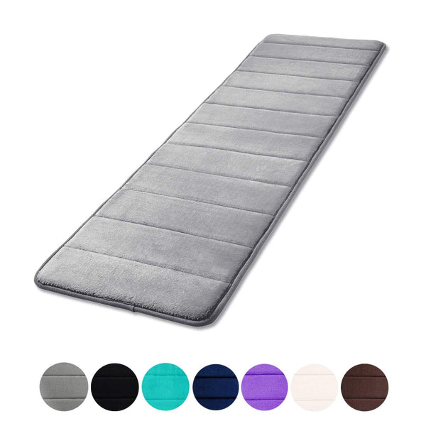 Buganda Memory Foam Soft Bath Mats - Non Slip Absorbent Bathroom Rugs Rubber Back Runner Mat for Kitchen Bathroom Floors 16"x47", Grey