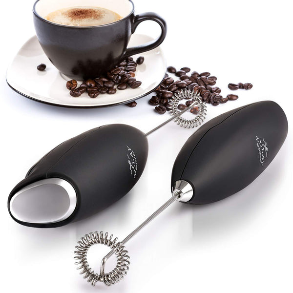 Zulay High Powered Milk Frother Handheld Foam Maker for Lattes - Great Electric Whisk Drink Mixer for Bulletproof® Coffee, Mini Blender and Foamer Perfect for Cappuccino, Frappe, Matcha, Hot Chocolate by Milk Boss