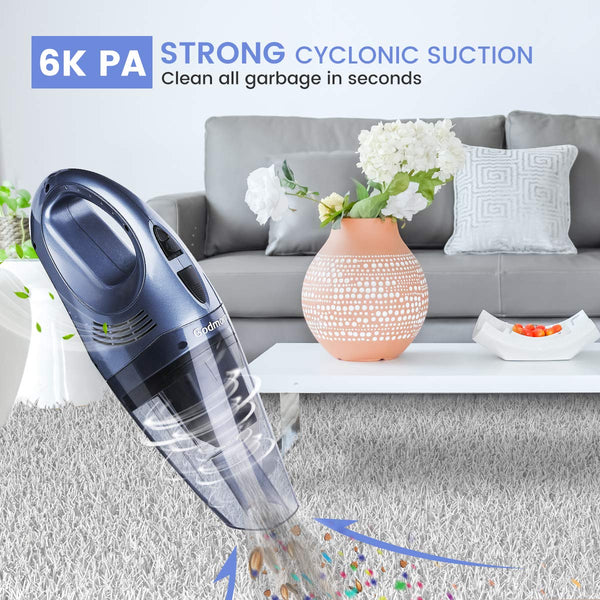 Handheld Vacuum, Godmorn 6KPA Cordless Vacuum Cleaner Rechargeable Hand Vac