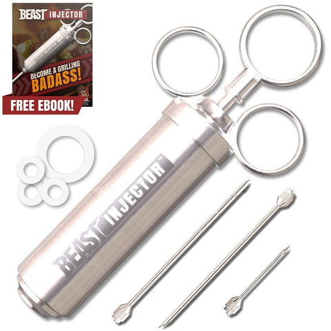 Grill BEAST - 304 Stainless Steel Meat Injector Kit with 2-oz Large Capacity Barrel