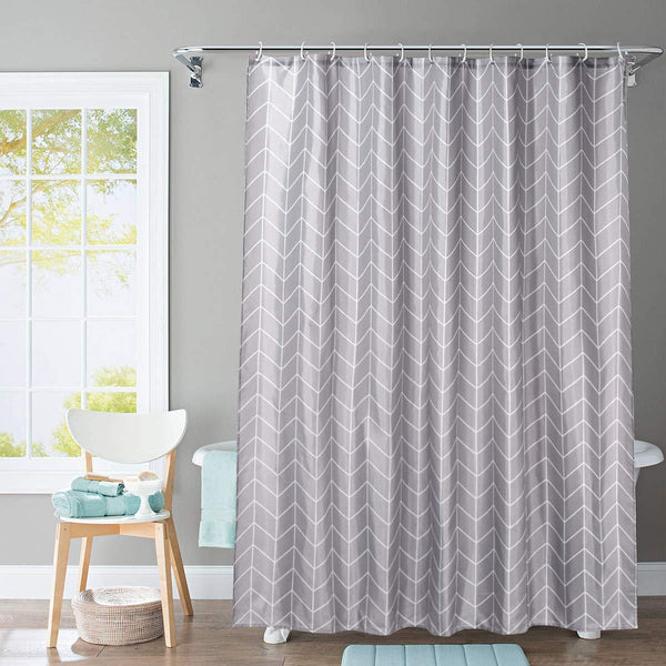 JRing Shower Curtain Polyester Fabric Waterproof Machine Washable with 12 Hooks 72x72 Inch