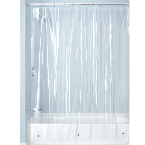 InterDesign PEVA Plastic Shower Bath Liner, Mold and Mildew Resistant for use Alone or with Fabric Curtain for Master, Kid's, Guest Bathroom, 72 x 72 Inches, Clear