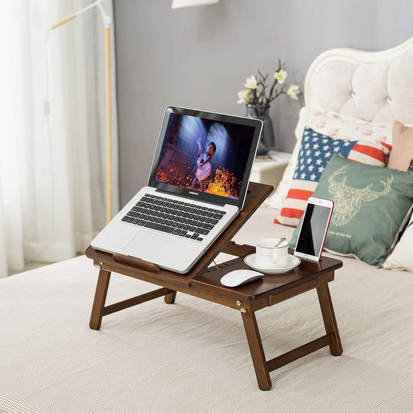 Laptop Lap Desk NNEWVANTE Bed Tray Table Adjustable 100% Bamboo Foldable Laptop Table