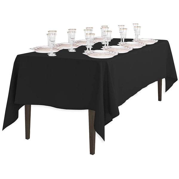 LinenTablecloth 60 x 126-Inch Rectangular Polyester Tablecloth Black