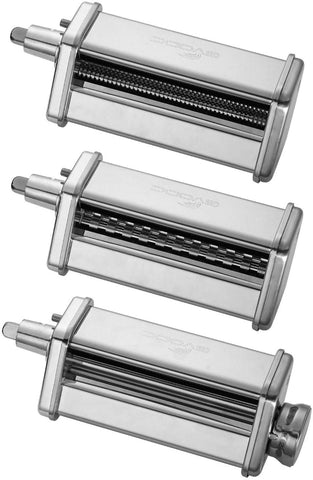 3-Piece Pasta Roller/Cutter Set Attachment fits KitchenAid Stand Mixers,Stainless Steel,Mixer Accessory by Gvode