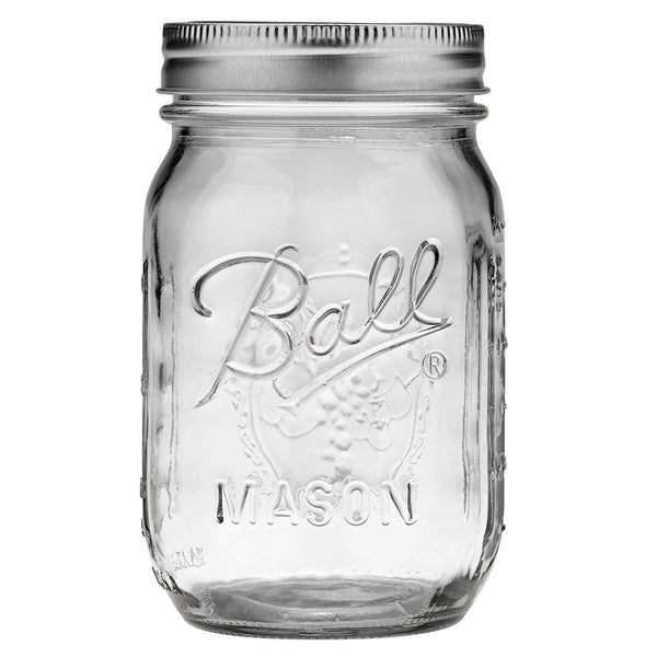 Ball Glass Mason Jar with Lid and Band, Regular Mouth, 12 Jars