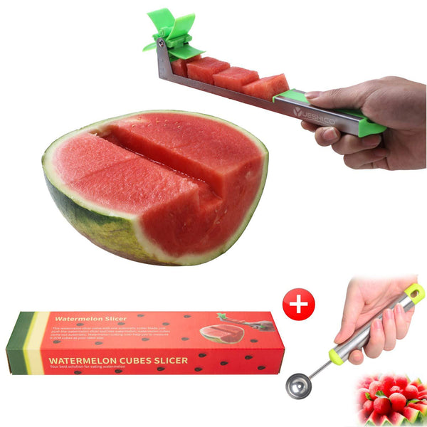 Yueshico Stainless Steel Watermelon Slicer Cutter Knife Corer Fruit Vegetable Tools Kitchen Gadgets with Melon Baller Scoop Extra Original Sold by YESCO INTERNATIONAL LLC