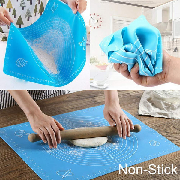 Silicone Baking Mat 19.6 x 15.7 Inch Non Stick Baking Mats with Measurements Anti-slip Dough Kneading Mat Rolling Out Dough Heat Resistant, BPA Free, Blue by STARUBY