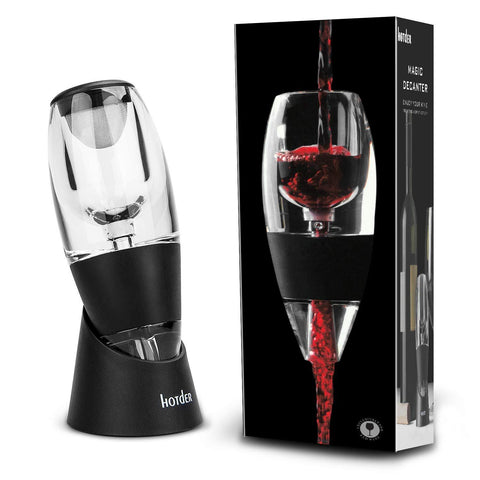 Hotder Wine Aerator Pourer Diffuser Decanter Spout with Base for Red Wine Christmas Gift,Home use And Party,Black