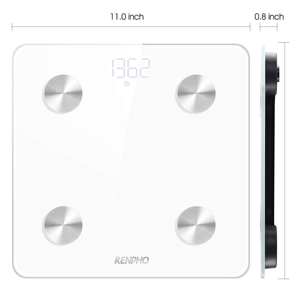 RENPHO Bluetooth Body Fat Scale Smart Digital Bathroom Weight BMI Scale Body Composition Monitor Analyzer with Smartphone App 396 lbs - White