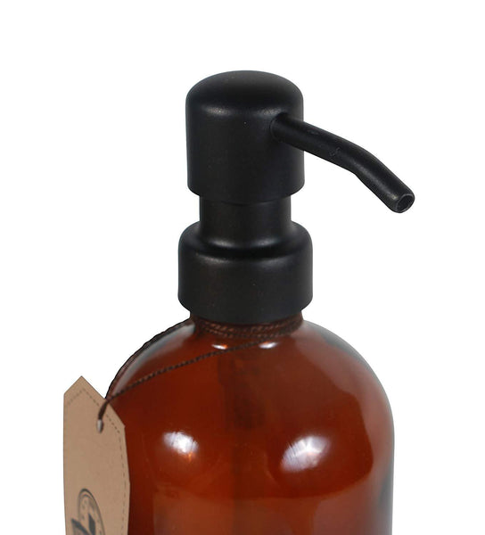 Jarmazing Products Amber Glass Jar Soap and Lotion Dispenser with Matte Black Pump - 16 oz