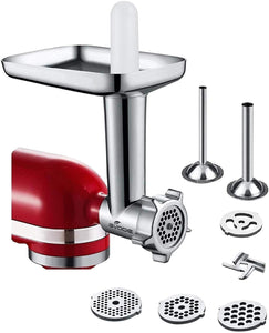 Food Meat Grinder Attachment Compatible with KitchenAid Stand Mixers Included 2 Sausage Stuffers -Useful Mixer Accessory as Food Processor