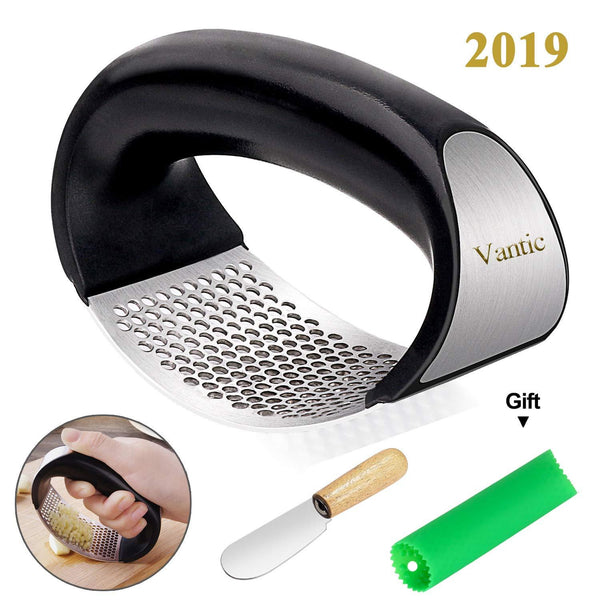 Vantic Garlic Press Rocker - Stainless Steel Garlic Mincer Crusher and Peeler (2019)