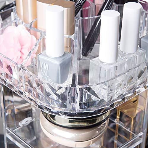 sanipoe 360 Rotating Makeup Organizer, DIY Adjustable Makeup Carousel Spinning Holder Storage Rack, Large Capacity Make up Caddy Shelf Cosmetics Organizer Box, Best for Countertop, Black