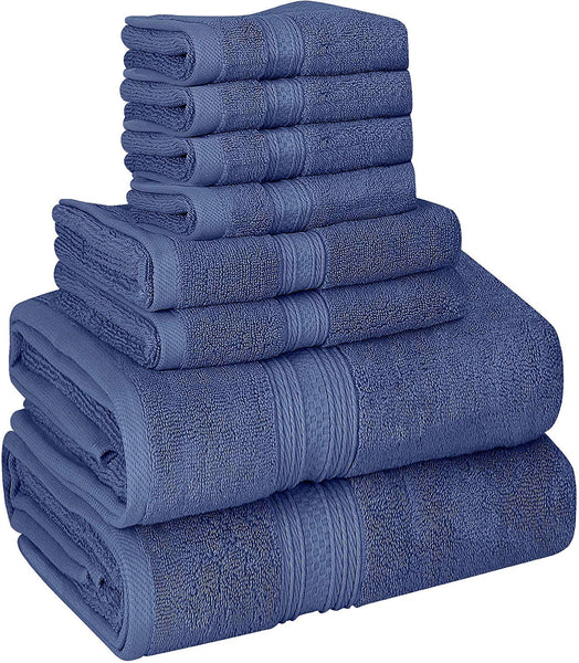 Utopia Towels 8 Piece Towel Set, 700 GSM, 2 Bath Towels, 2 Hand Towels and 4 Washcloths, Dark Grey