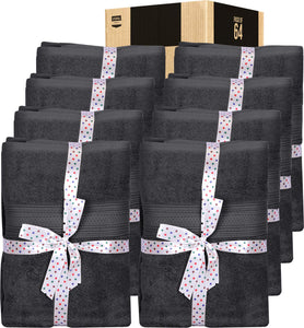 Utopia Towels 8 Piece Towel Set, 700 GSM, 2 Bath Towels, 2 Hand Towels and 4 Washcloths, Dark Grey