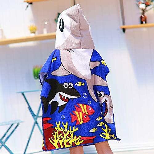 HETH Kids Hooded Beach and Bath Towel 100% Cotton Beach Swimming Coverup for Age 2-8 Years Old Multi-use for Bath/Shower/Pool(Tiger Shark)