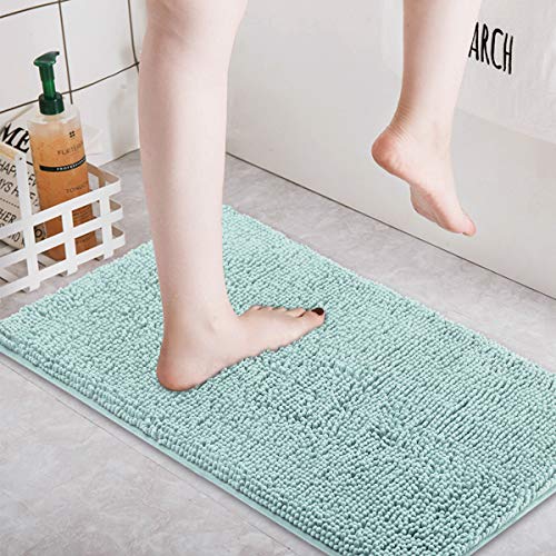 ITSOFT Non Slip Shaggy Chenille Soft Microfibers Bathroom Rug with Water Absorbent, Machine Washable, 21 x 34 inches Charcoal Gray