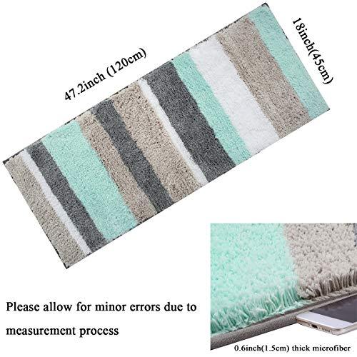 HEBE Non-Slip Bathroom Rug Mat Shag Microfiber Shower Bath Rug Absorbent Bath Mat for Bathroom Machine Washable(18x26, Blue/Grey)