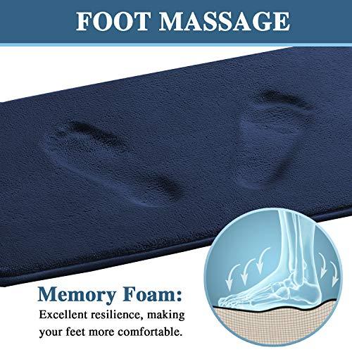 H.VERSAILTEX 2 Pack Non Slip Memory Foam Bathroom Rugs Non Slip Bath Mats Super Absorbent Extra Cozy, Foot Massage Flannel Bathroom Rugs/Carpets Machine-Washable and Fast Dry (Gray, Each 17" x 24")