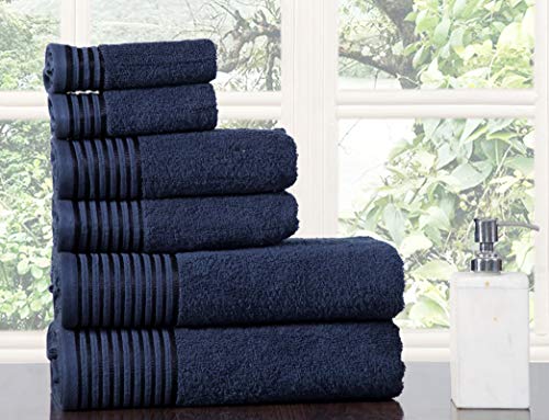 600 GSM Ultra Soft 100% Combed Cotton 6-piece Towel Set (Charcoal Black): 2 Bath towels, 2 Hand towels, 2 Washcloths, Long-staple Cotton, Spa Hotel Quality, Super Absorbent, Machine Washable