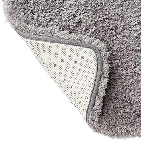 Genteele Non-Slip Memory Foam Shaggy Bathroom Mat, Water Absorbent, Super Plush Bath Mat, Washable Bathroom Rug (17" X 24", Gray)