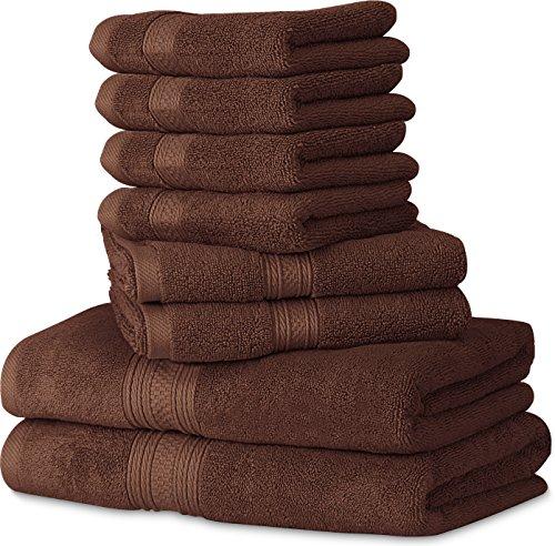 Utopia Towels 8 Piece Towel Set, 700 GSM, 2 Bath Towels, 2 Hand Towels and 4 Washcloths, Dark Grey