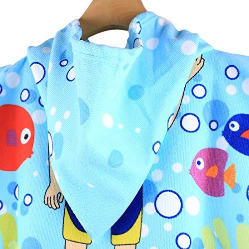 HETH Kids Hooded Beach and Bath Towel 100% Cotton Beach Swimming Coverup for Age 2-8 Years Old Multi-use for Bath/Shower/Pool(Tiger Shark)