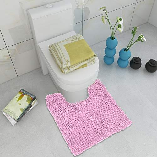 ITSOFT Non-Slip Shaggy Chenille Toilet Contour Bathroom Rug with Water Absorbent, Machine Washable, 21 x 24 Inch U-Shaped Charcoalgray