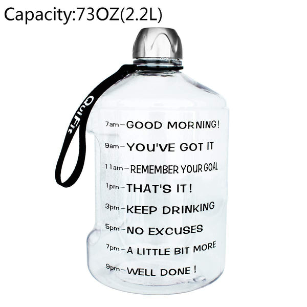 BuildLife 1 Gallon Water Bottle Motivational Fitness Workout with Time Marker |Drink More Water Daily | Clear BPA-Free | Large 128 Ounce/73OZ/43OZ of Water