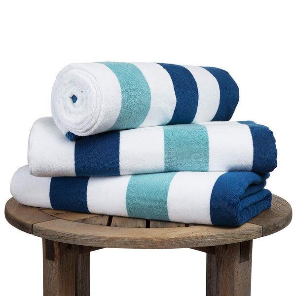 Oversize Plush Cabana Towel by Laguna Beach Textile Co | Navy and Seafoam Green| 1 Classic, Beach and Pool House Towel