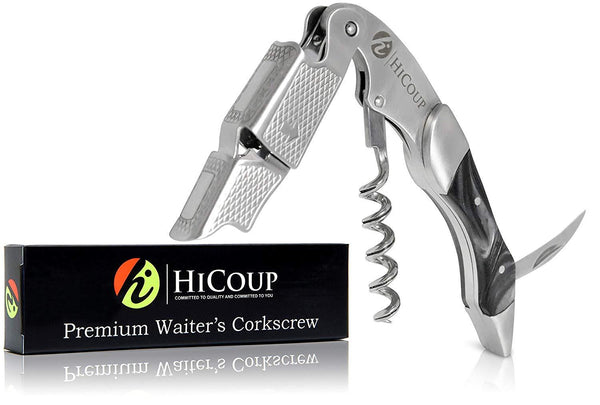 Professional Waiter’s Corkscrew by HiCoup - Rosewood Handle All-in-one Corkscrew, Bottle Opener and Foil Cutter, Used By Sommeliers, Waiters and Bartenders Around The World