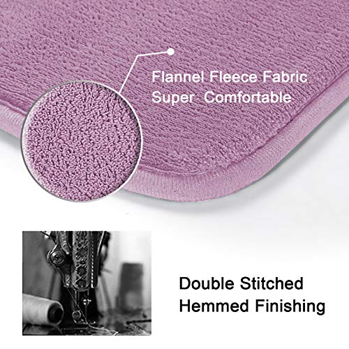 H.VERSAILTEX 2 Pack Non Slip Memory Foam Bathroom Rugs Non Slip Bath Mats Super Absorbent Extra Cozy, Foot Massage Flannel Bathroom Rugs/Carpets Machine-Washable and Fast Dry (Gray, Each 17" x 24")