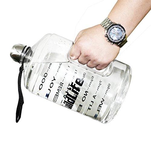 BuildLife 1 Gallon Water Bottle Motivational Fitness Workout with Time Marker |Drink More Water Daily | Clear BPA-Free | Large 128 Ounce/73OZ/43OZ of Water